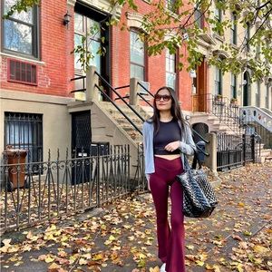 Offline size small American eagle crossover flare leggings in LONG. Maroon color